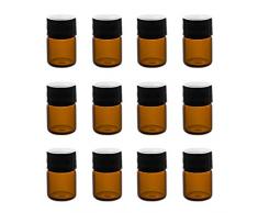 frcolor 12 PC 1 ml Mini Flaschen Glas, bernsteinfarben mit Sitzverkleinerer, einer Einflugloch und Kappe für ätherische Öle-Chemikalien Labor-Chemie Parfums de Kolonien von Super Z Outlet