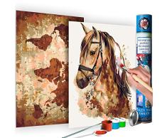 murando Malen nach Zahlen Weltkarte & Pferd 100x90 cm 2 Motiven Kit Malset Für Erwachsene und Kinder ab 12 Design Geschenk-Tube DIY Gemälde Handgemalt n-A-0347-ab-r