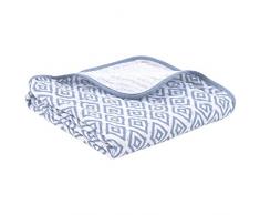 Premium Babydecke Kuscheldecke, 120x120cm Groß, Flauschig Weich, 100% Bio-Baumwolle, OEKO-TEX Zertifiziert, Behält Farbe & Form, 4-Lagig, Ideal als Kinderwagendecke, Rauten Blau von emma & noah