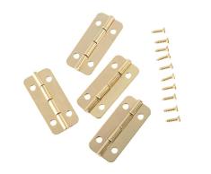 Without brand HWW-JIAJUPEIJIAN, 4Pcs 37x17mm Gold-Möbel Türbänder for Box Schmuck Chest Geschenk Wein Holzkiste Fall Puppenschrank Türscharnier mit Schrauben (Size : 37x17mm)