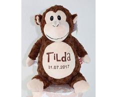 Kuschelaffe braun Kuscheltier individuell bestickt für Geburt Taufe Geburtstag