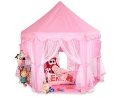 KIDUKU® Kinderspielzelt Spielschloss Prinzessinenschloss Spielzelt Bällebad Spielhöhle mit Hängenetzen, in 3 Farbvarianten (Pink)