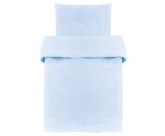 Baby Bettwäsche Set - 80x80 cm / 35x40 cm - 2-teilige Kinderbettwäsche (Deckenbezug, Kissenbezug) aus 100% Baumwolle - Passend für Babybett, Stubenwagen, Kinderwagen - Blau