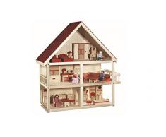 roba Puppenhaus, Puppenvilla inkl. Möbel und Puppen, Mädchen Spielzeug, Holz natur