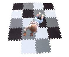 MQIAOHAM 18 pcs krabbeldecke wasserdicht teppich kinder matte für baby puzzle boden matten play gym puzzlematten spielmatten schaum puzzlematte kleinkind schaumstoff weiß schwarz grau 101104112