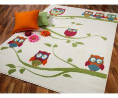 Kinderteppich Trendline Eulen Creme Orange Türkis Pink Grün in 4 Größen