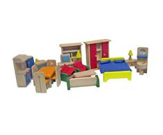 Puppenhausmöbel, 34-teiliges Puppenstubenmöbelset