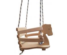 Kinder-Schaukel als Pferd 7012 - Massivholz - Baby-Schaukeltier mit Seil - Natur