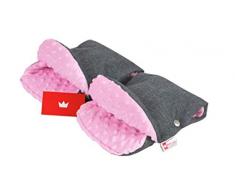 BABYLUX MUFF Handmuff PLÜSCH Handwärmer für Kinderwagen Buggy Handschuh 2 Stück (5. Grau + Minky Rosa)