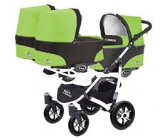 Trippy Drillingswagen Geschwisterwagen Kombi Kinderwagen 2in1 Baby Wanne und Sportwagen weiß
