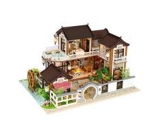 Noblik DIY Haus mit M？Bel Kinder Erwachsene Miniatur H？Lzernes Puppen Haus Modell BAU Kits Puppen Haus Spielzeug(Traum Zurück in Die Antike Stadt)