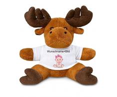 Creativ Deluxe Plüsch Elch - Stofftier Knut Sitzhöhe 22 cm mit T-Shirt - mit Wunschtext und Bild nach ihren Wünschen