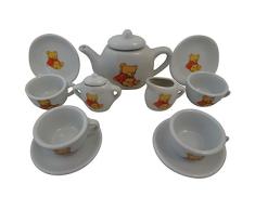 Puppen-Teeservice | Kinder-Kaffeeservice aus Porzellan PW 2175 | Teddy-Bären-Design | mit Tablett, Kanne, Tassen und Teller |Holzspielzeug-Peitz