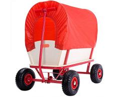 Deuba Bollerwagen Holz bis 180 kg 4 Profil Luftreifen Handwagen Transportwagen Allround Stahlrohrrahmen Rot Gartenkarre