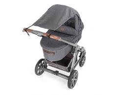 Zamboo Universal Sonnensegel DELUXE für Kinderwagen Babywanne - reißfester Sonnenschutz mit UV Schutz Beschichtung 50+ und Rollo-Funktion - Melange Grau