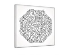 Einführungsangebot: Bilderdepot24 - Mandala III - Ausmalbild auf Leinwand, aufgespannt auf Rahmen - Quadrat-Format - 60x60 cm - fertig gerahmt, direkt vom Hersteller