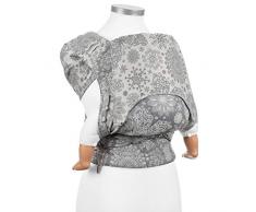 Fidella FlyClick Babytrage Half Buckle I Bauchtrage & Rückentrage I Ergonomische Half-Buckle Tragehilfe mit Hüftgurt I 100% Bio Baumwolle I Mitwachsend für Neugeborene & Babies bis 15 kg I Grau