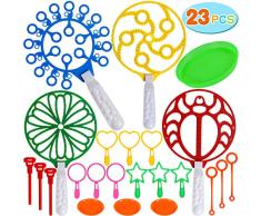 Tacobear 23 Stück Seifenblasen Set Kinder Bubble Maker Spielzeug Bubble Wand Seifenblasenmaschine Kinder Seifenblasen-Stab Sommer Garten Spiele für Outdoor Garten