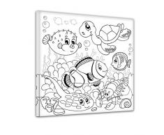 Bilderdepot24 Unterwassertiere II - Ausmalbild auf Leinwand, aufgespannt auf Rahmen - Quadrat-Format - 30x30 cm