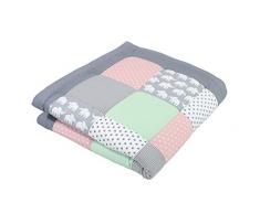 ULLENBOOM ® Baby Krabbeldecke Elefant Mint Rosa (120x120 cm Baby Kuscheldecke, ideal als Laufgittereinlage, Spieldecke, Motiv: Punkte, Sterne)