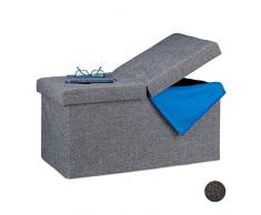 Relaxdays Sitzbank, mit Stauraum, faltbar, gepolstert, klappbarer Deckel, Flur, Schlafzimmer, Truhenbank, dunkelgrau