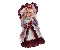 D DOLITY 30cm Porzellan-Puppe mit Halterung - hübsche Viktorianische Mädchen Puppe mit Kleidung Dekoration - # D