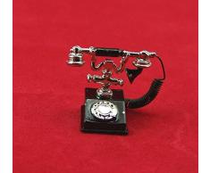 Miniatur Nostalgie Telefon aus Metall, schwarz. für 1:12 Puppenhaus. 2,5x2 cm.
