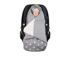 ULLENBOOM ® Einschlagdecke BabyschaleGraue Sterne (Made in EU) - Babydecke für Autositz (z.B. Maxi Cosi ®), Babywanne oder Kinderwagen, ideale Decke für Babys (0 bis 9 Monate)