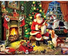 YEESAM ART Neuheiten Malen nach Zahlen Erwachsene Kinder, Weihnachtsbaum Weihnachtsmann Hund Warmes Geschenk Haus 40x50 cm Leinen Segeltuch, DIY ölgemälde Weihnachten Geschenke