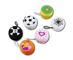 6 x HC-Handel 911625 Yoyo aus Holz Jo Jo 4,5 cm sortiert