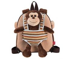 PERLETTI Kuscheltier AFFE Rucksack Kleinkinder mit Plüsch Abnehmbar Weich - Kinderrucksack Plüschtier für Kindergarten Kinder 2/5 Jahren - Äffchen Plüschspielzeug Kindertasche - 22x25x3 cm (AFFE)
