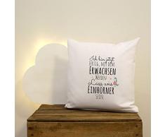 ilka parey wandtattoo-welt® Kissen Dekokissen Dekorationskissen Couchkissen Kuschelkissen Einhornkissen Einhorn Kissen Einhorn und Spruch ich bin fertig mit dem Erwachsen werden lass uns Einhörner sein inklusive Füllung ks39