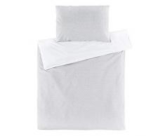 Fillikid Babybettwäsche - Deckenbezug 80x80 cm, Kissenbezug 35x40 cm - 100% Baumwolle - Kinder Bettwäsche Set mit Hoteleinschlag, OekoTex geprüft - Grau Weiß Punkte