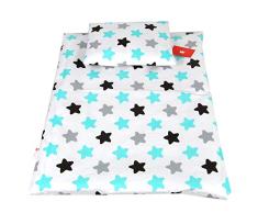 BABYLUX 2 tlg. Set Bezug für Kinderwagen Stubenwagen oder Wiege Garnitur Bettwäsche Kissen Decke 60 x 78 cm (98. Sterne)