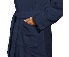 Bademantel mit Namen Kuscheltiger bestickt - Initialien und Name als Monogramm-Stick - Blau M/L