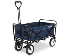 Homfa Bollerwagen faltbar mit Bremsen Handwagen Transportkarre Transportwagen Gartenanhänger Faltwagen Strandwagen Vorderräder 360° drehbar 90x52x57.5cm Dunkelblau