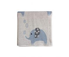 Strickdecke Babydecke Kuscheldecke, Odot Kinderwagen im Freien Kinderdecke Krabbeldecke Perfekt für Mädchen und Jungen Babys (90x110cm,Blauer Elefant)