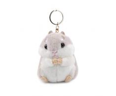 LJSLYJ Frauen Hamster Plüsch Schlüsselanhänger Cute Stofftier Handtasche Anhänger für Handtasche, Hellgrau