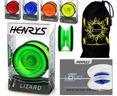Henrys LIZARD Pro Yo-Yos, Beginners YoYos With Yo Yo String, Book Of Tricks & Travel Bag! (Yellow) by Henrys Yo Yos