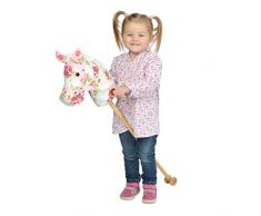 Pink Papaya Steckenpferd, Flower, süßes Spielzeug Pferd aus Stoff mit Sound Funktion: Gewieher und Galoppgeräusch - Farbe: Blumenmuster mit weißer Mähne