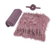 Aniwon Newborn Wrap, 3 Stücke Baby Fotoshooting Newborn Fotoshooting Baby Decke Haarband DIY Baby Shooting Accessoires Baby Teppich Knit Wrap für Baby Fotografie