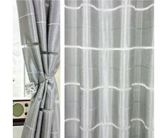 Halbtransparent Ösenvorhang Ösenschal Schal Dekoschal für Fenster Dekorative Gardine Farben Streifen 2er Set Vorhänge mit Ösen 145x245 cm AGV (V25)
