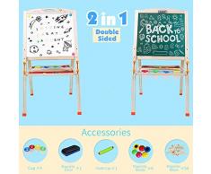 Tafel Kinder Staffelei Maltafel Magnettafel Doppelseitiger Standtafel Holzspielzeug für Kinder ab 3 4 5 6 Jahre Jungen Mädchen