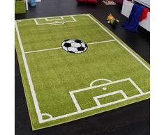 Paco Home Teppich Kinderzimmer Fußball Spielteppich Kinderteppich Fußballplatz Grün, Grösse:80x150 cm