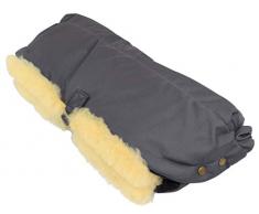 Naturasan Lammfell Handwärmer, warmer Kinderwagen Handmuff mit Lammfell Innenfutter, Muff, Kiwa, Buggy, Jogger, Radanhänger, HW-02 (Grau)