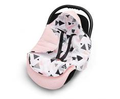 EliMeli EINSCHLAGDECKE für Babyschale Baby Decke für Autositz und Kinderwagen aus Waffelstoff und Baumwolle mit Füllung, universal z.B. Maxi Cosi Kinderwagendecke (Rosa - Dreiecke)