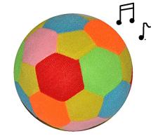 1 Stück: bunter Softball / Stoffball - mit Rassel für Kinder - lustiger Ball 12 cm - Fitnessball Knautsch / Stressball für Kinder Baby Antistressball - Motori..