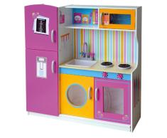 Leomark Multi Küche, Spielküche aus Holz - Pink Farbe - Holzküche für Kinder mit Wasserhahn, Funktionale Bunte Spielzeug, für Mädchen und Jungen, wunderschönes Design, Maße: 104 x 30 x 110 (Höhe) cm