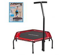 Ultrasport Fitness Trampolin, stabiler Haltegriff und Gummiseilfederung für höchste Sicherheit im Sprung; Ideales Indoor Sport-Gerät für zuhause, Jumping Fitness in: Rot (hart) mit DVD