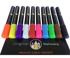 Original Stationery - Kreide - Kreidestift fenster - Kreidestifte - Kreidemarker - Flüssige kreide für tafel, glas, plastik - Stiftspitze 6mm - Abwischbar und langlebig - Ungiftig - Set aus 10